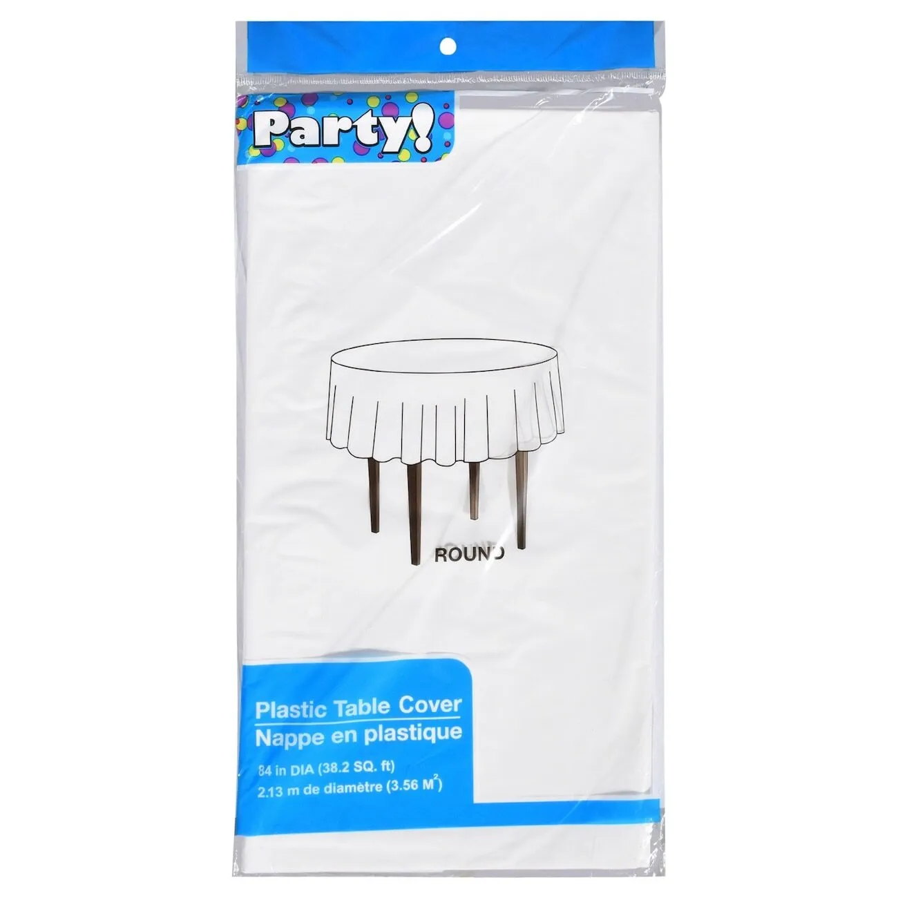 Plastic Table Cover - 84in Round (White)