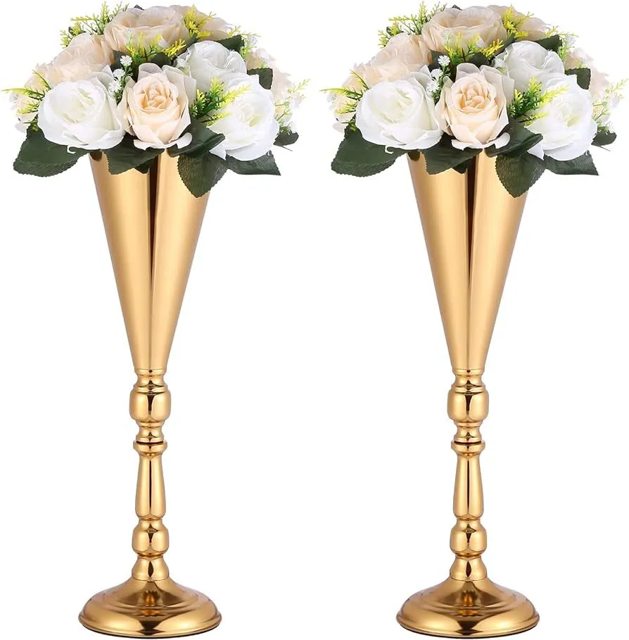 DECOR - 17in Artificial Flower Stand - Gold (2 Count)