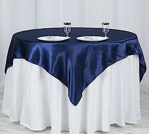 90in x 90in Square Satin Overlay (Navy Blue) 