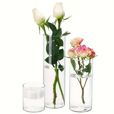 12 Piece Vase Set (Clear Glass) -  4in Vase (4ct)  / 8in Vase (4ct)  / 12in Vase (4ct)