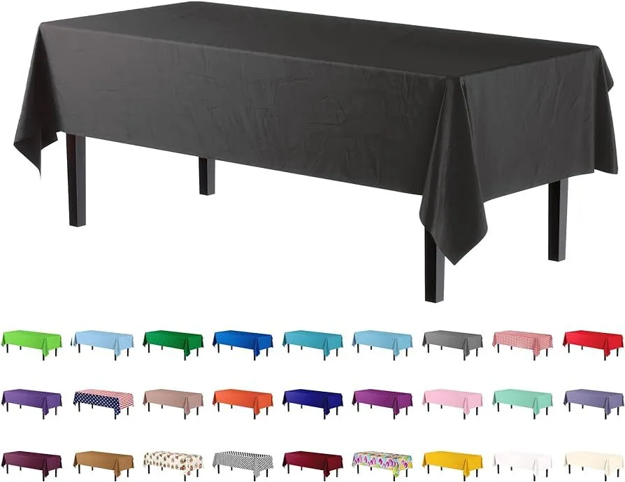 Plastic Table Cover - 54in x 108in (Black)