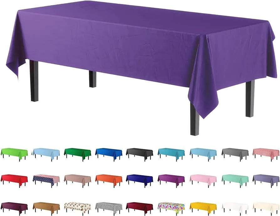 Plastic Table Cover - 54in x 108in (Purple)