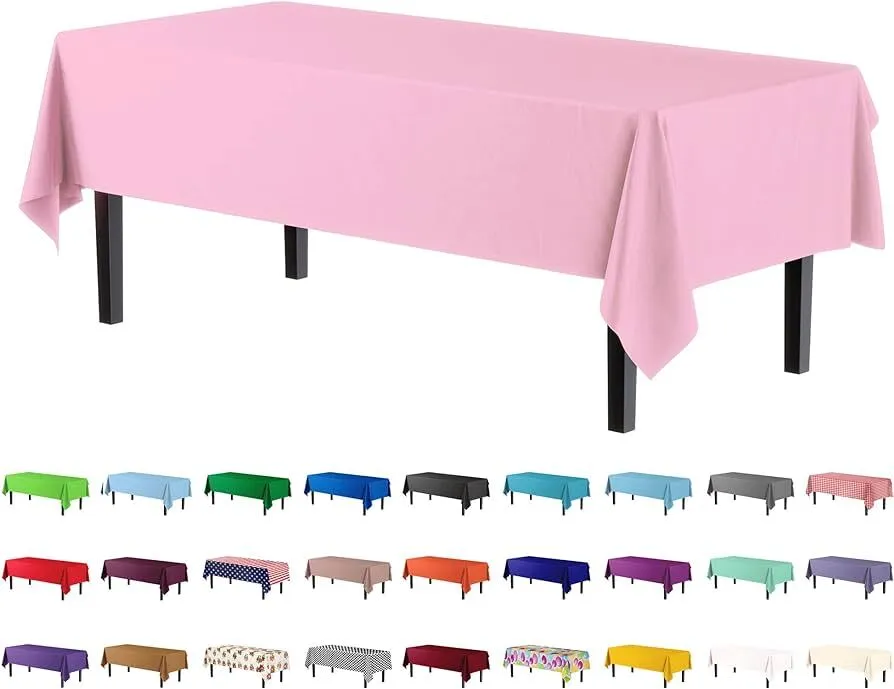 Plastic Table Cover - 54in x 108in (Pink)