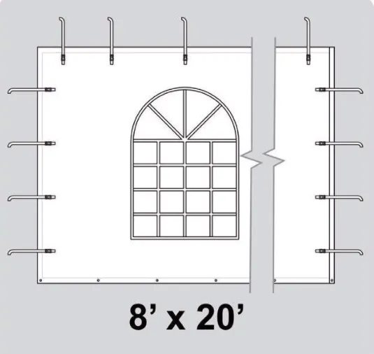 20ft Long Tent Sidewall with Windows (White)