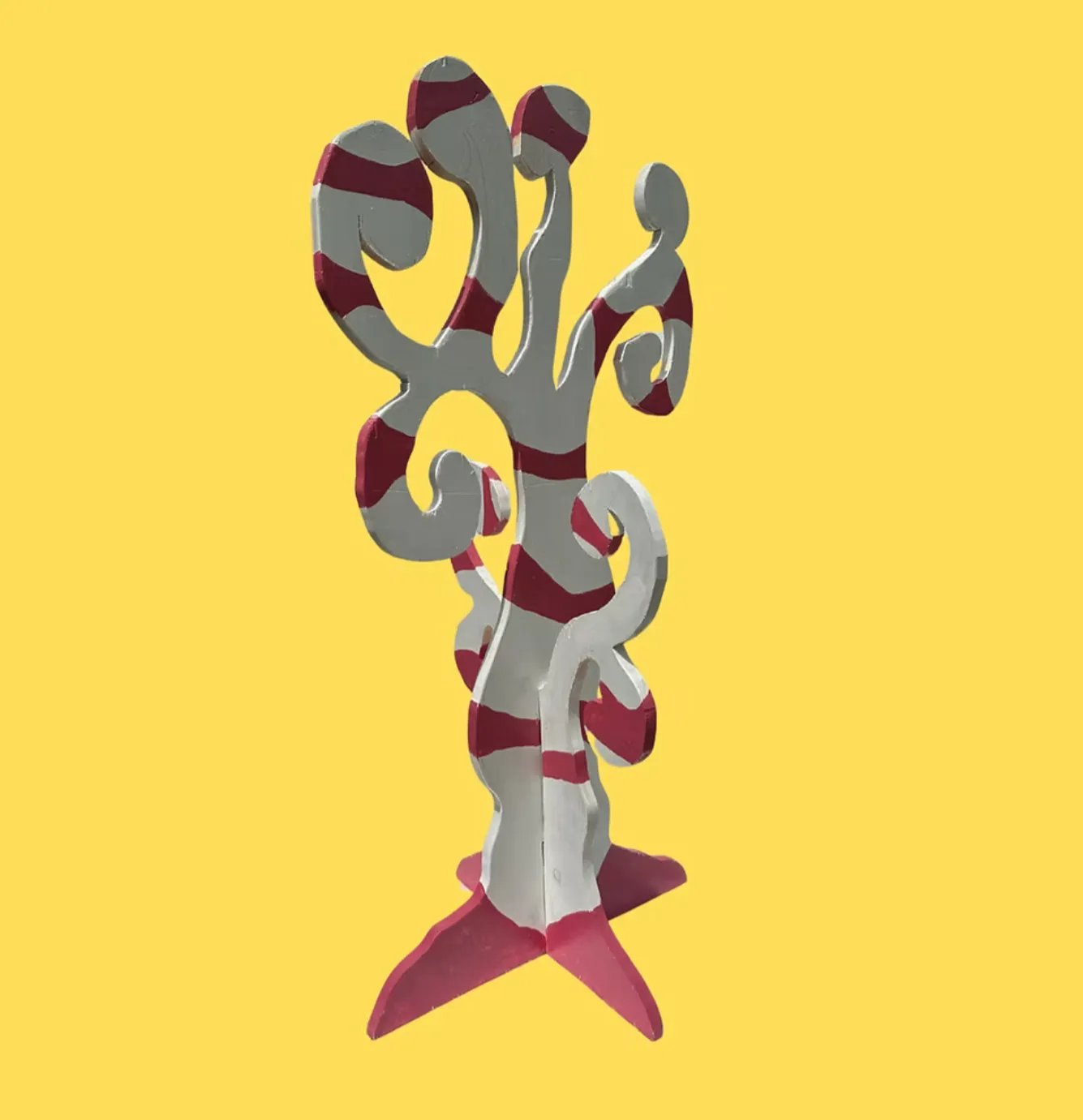 Wooden Whimsical Pink and White Tree