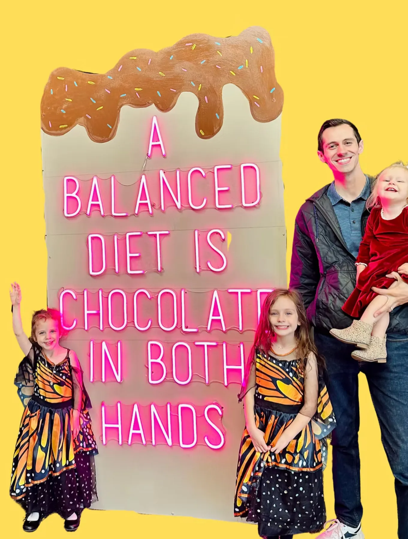 Sweet Neon Sign - 'A Balanced Diet is Chocolate in Both Hands'