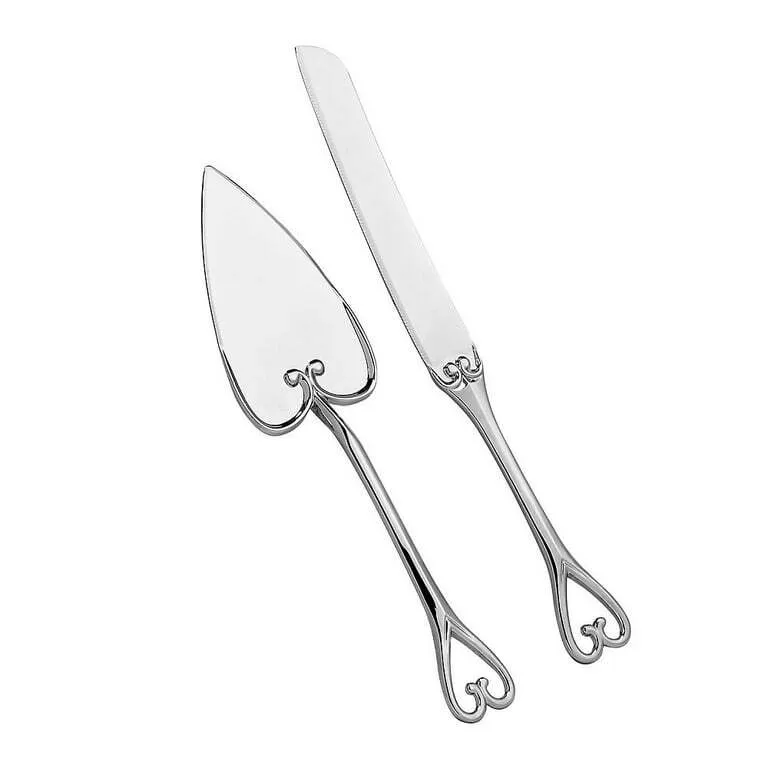  Sliver/ Heart Shaped Handle Cake Knife and Server