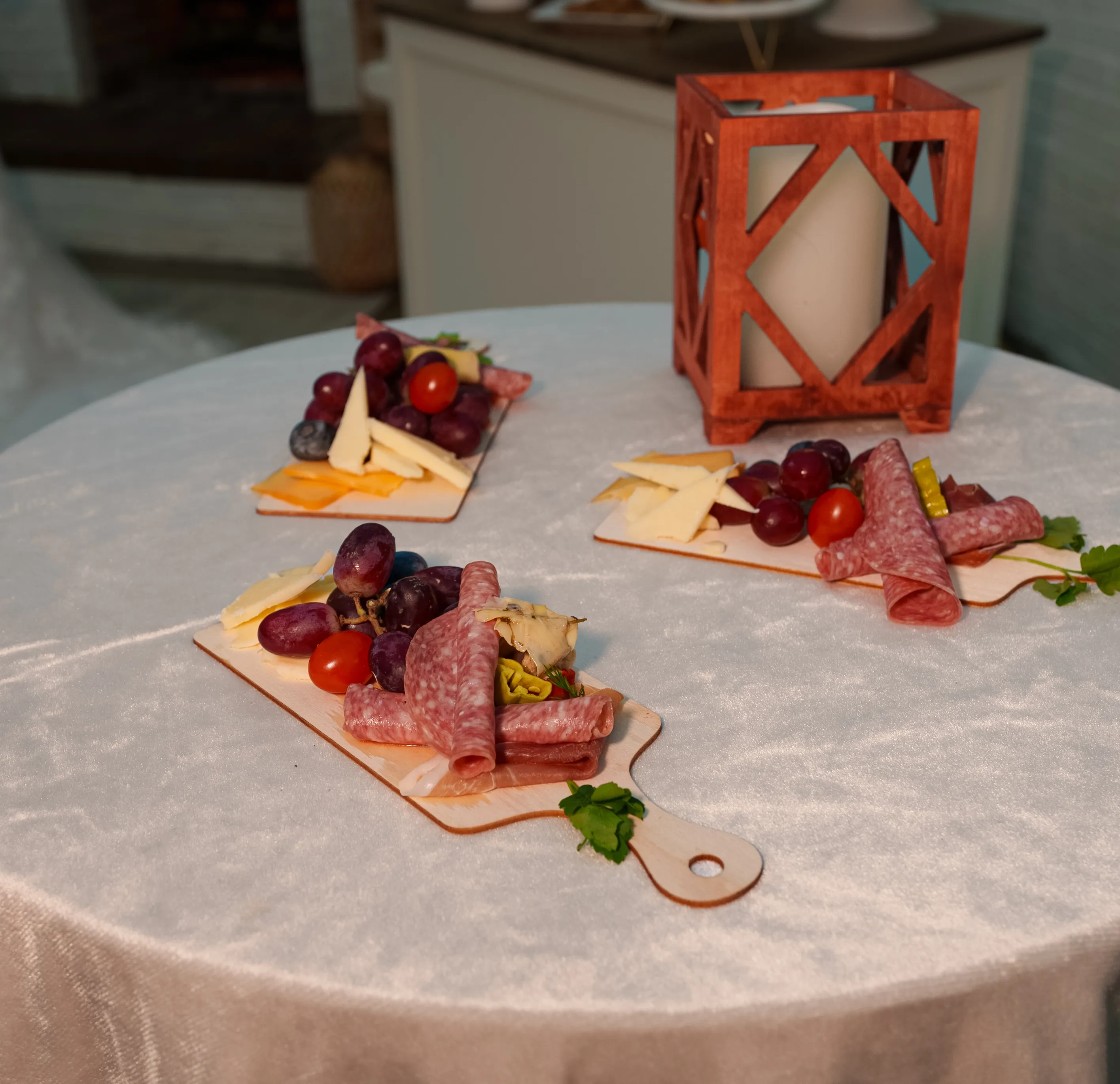 Wooden Diamond Cut Detail Candle Holder 