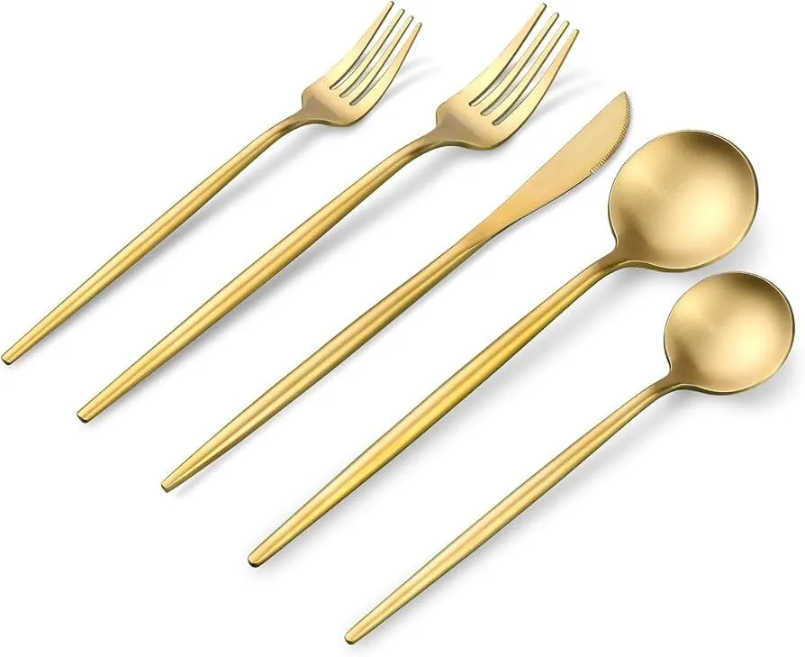 Gold Dinner Spoons W/Pointy end 