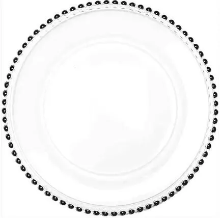Acrylic Charger with Black Beaded Rim