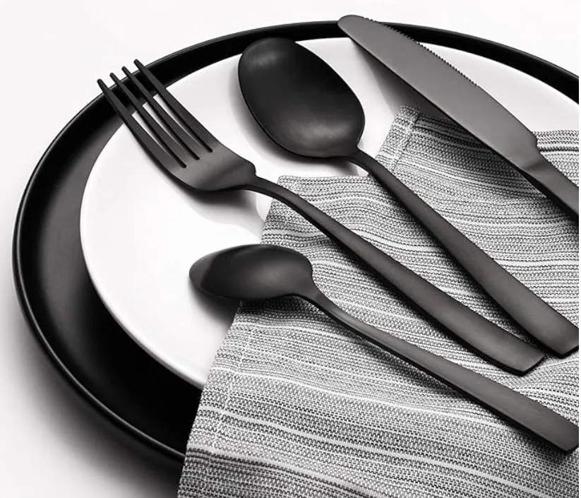 Black Matte Flatware w/flat end square