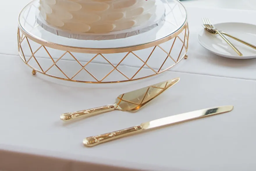 Gold Modern Cake Knife and Server