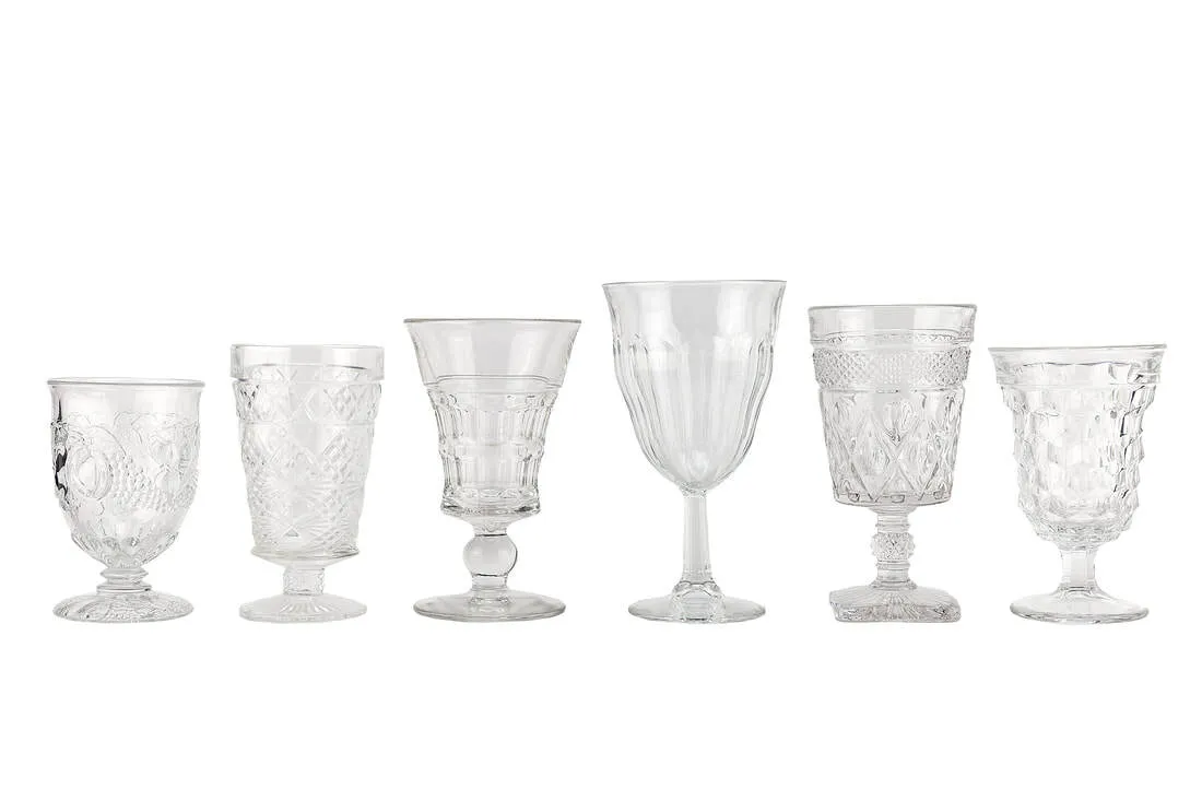 Vintage Mistmatched Wine Glasses