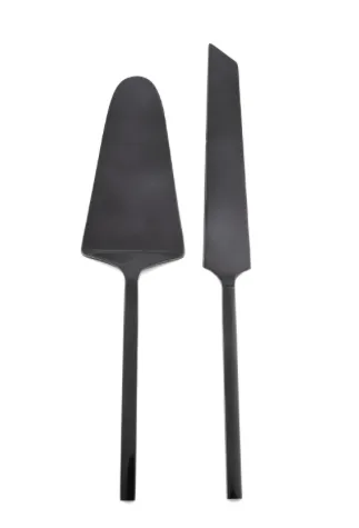 Black Modern Matte Cake and Knife Server