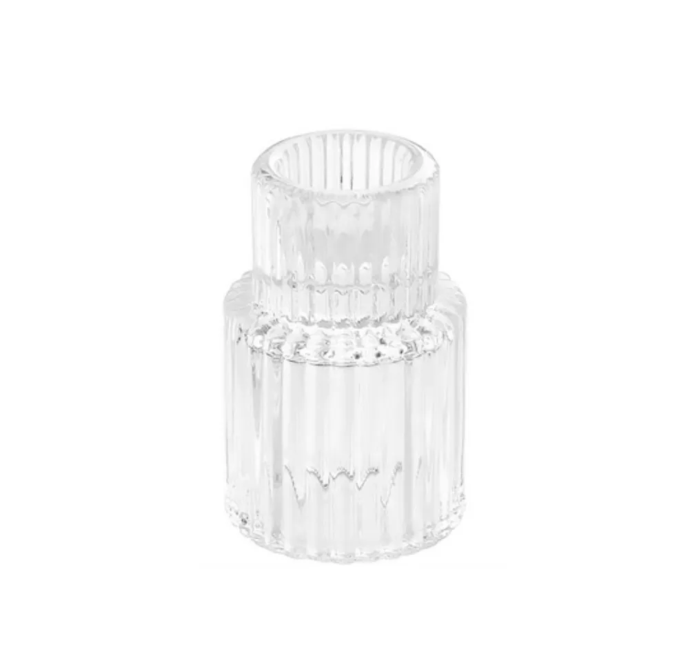 Clear Glass Candle Holder 