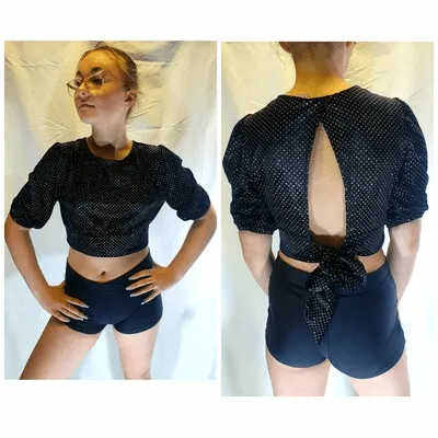 M166 - Spotty Sparkle Tie Back Top & Shorts