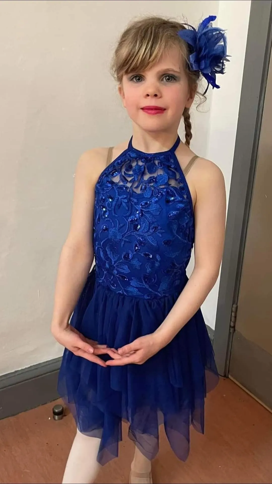 L103 - Blue Lace Halterneck Dress - Child Sizes 