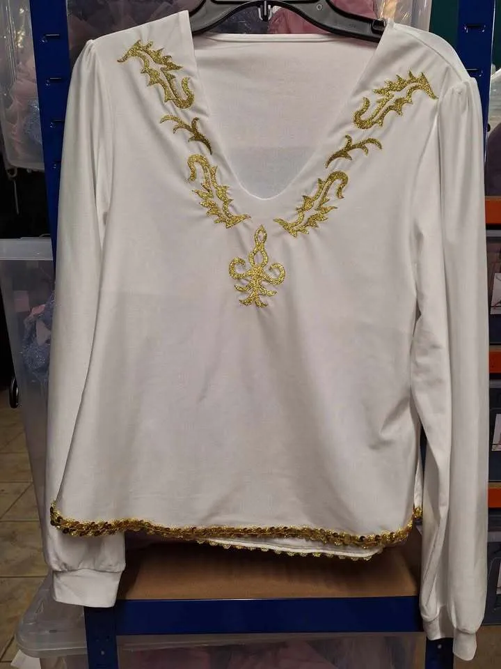 B37 - Boys White Shirt with Gold Detail 