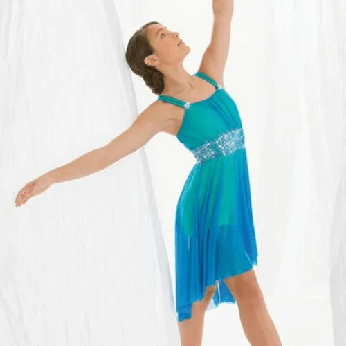 L3 - Turquoise chiffon Lyrical Dress Child Sizes