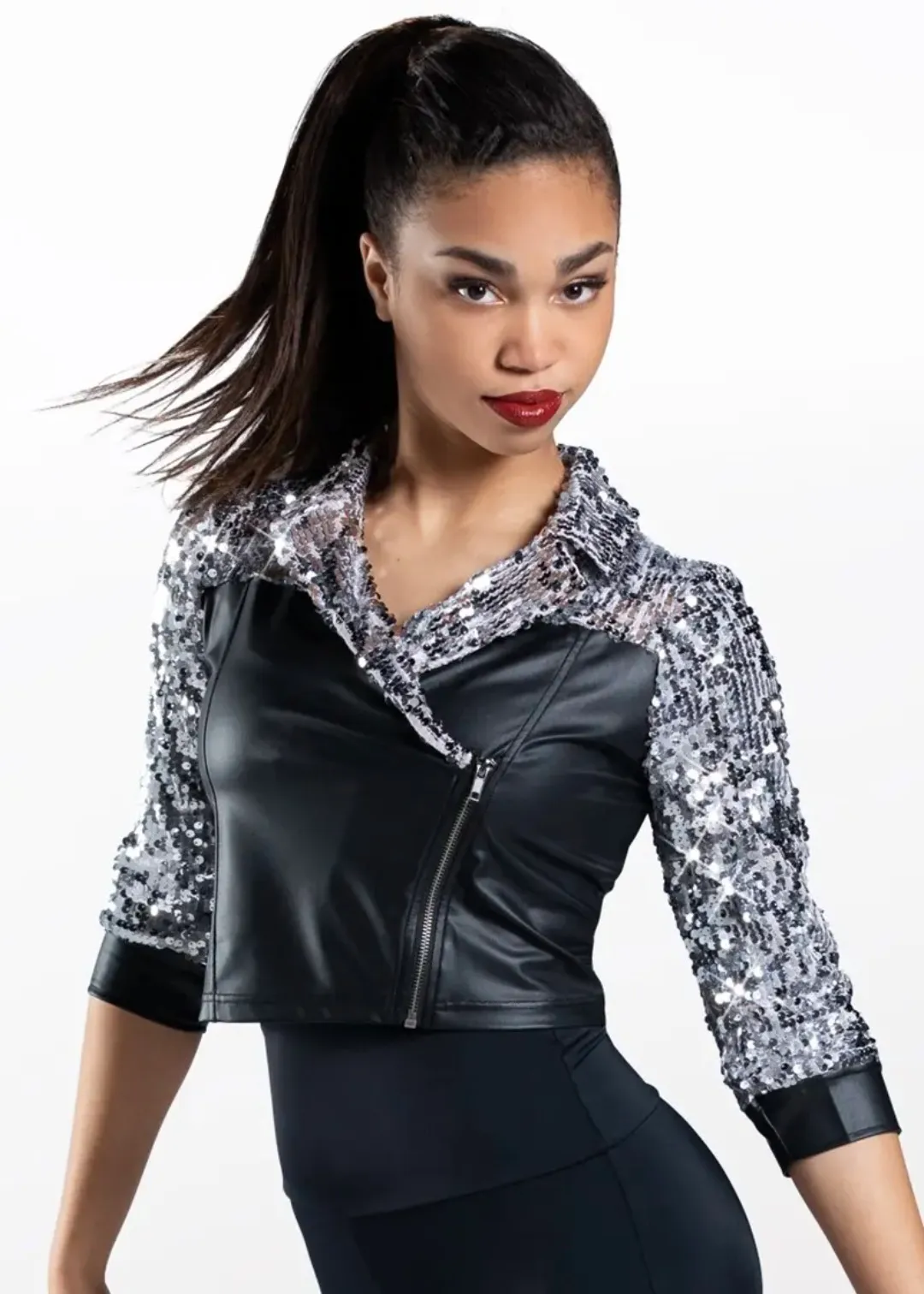 M210 - Silver Sparkle Bomber Jacket