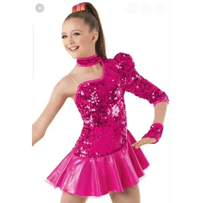 M139 - Pink Sequin One Sleeve Dress Adult Sizes