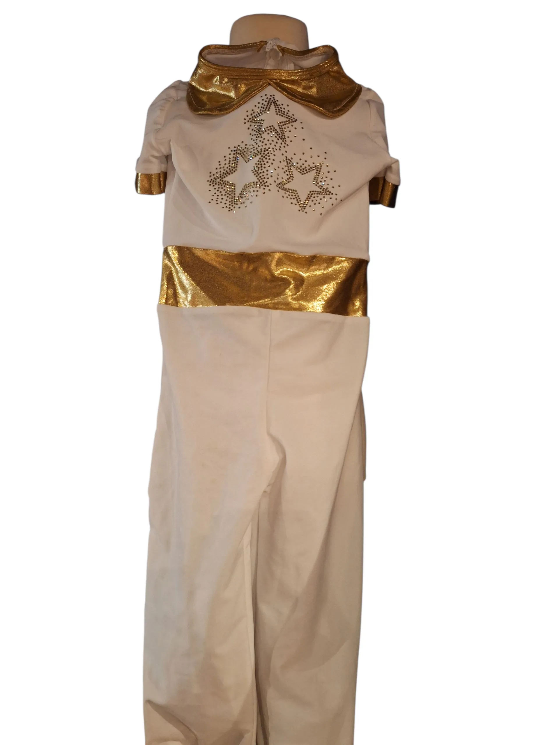 B44 - Boys White and Gold Star Catsuit 
