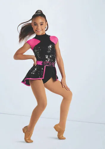 M122 - Black with Pink Shock Unitard - Adult Sizes