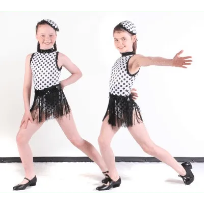 Black & White Polka Dot Leotard with Skirt