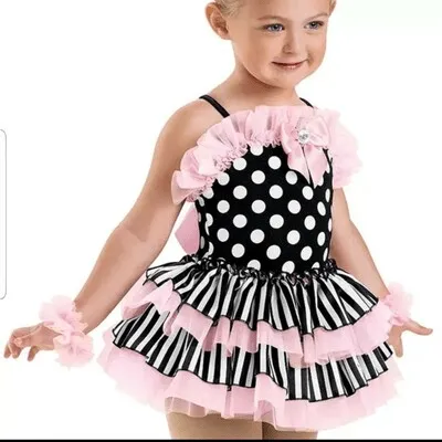 T38 - Black, White & Pink Polka Dot Tutu