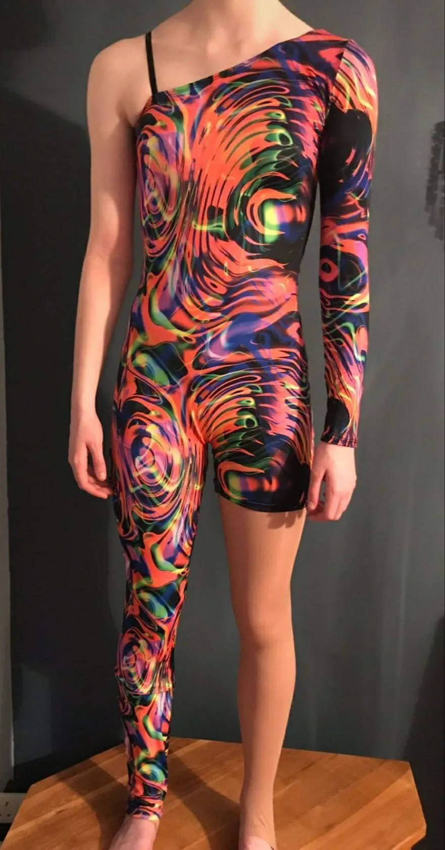 M203 - Multi coloured 1 legged catsuit