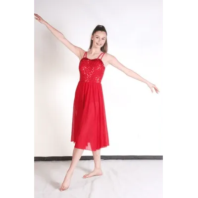 L9 - Red Sequin Top Lyrical Dress Adult Sizes