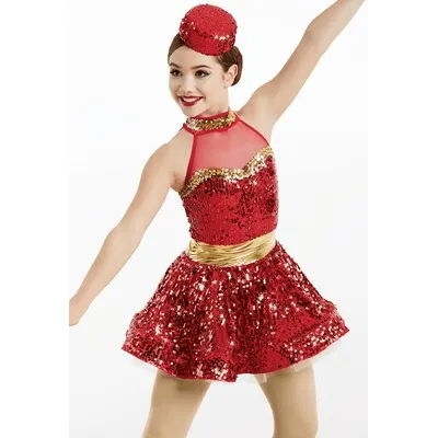 M127 - Red & Gold Sequin Dress Child Sizes