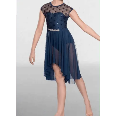 L4 - Navy Lyrical Dress With Silver Detail Child Sizes