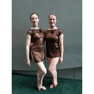 M96 - Rust Sequin Dress with built in gold unitard Child Sizes