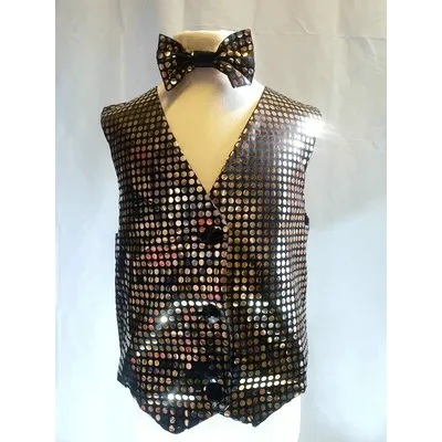 WA15 - Black/Gold Sequin Waistcoat