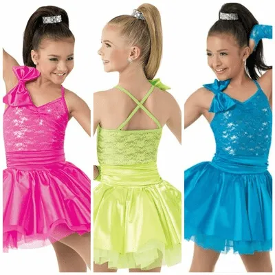 M145 - Blue/Pink/Yellow Sequin Lace Dress Adult Sizes