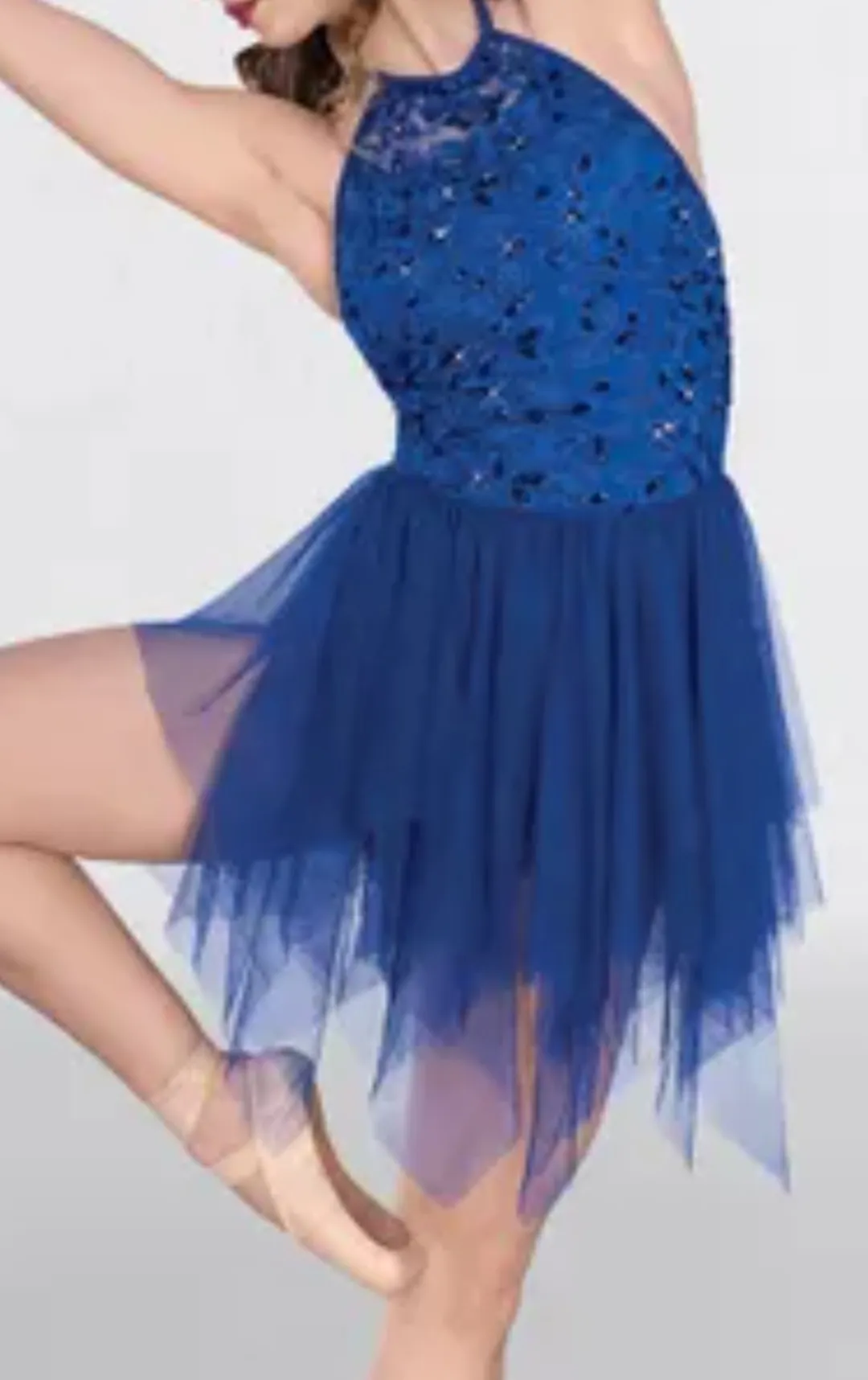 L103 - Blue Lace Halterneck Dress Adult Sizes