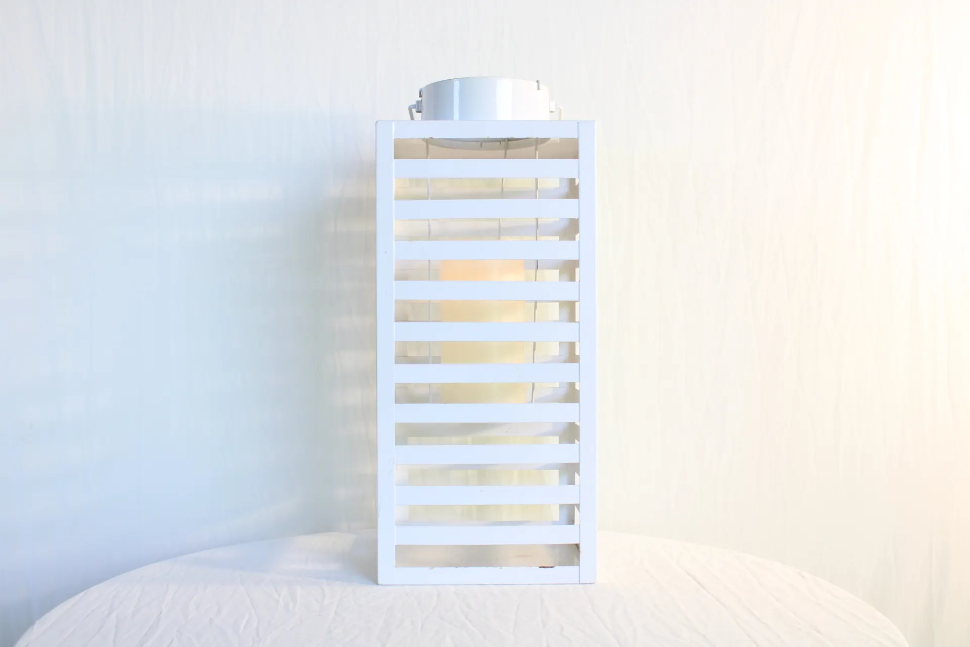 White Stripped Lantern Large