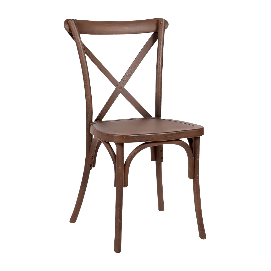 Walnut Cross Back Chairs.