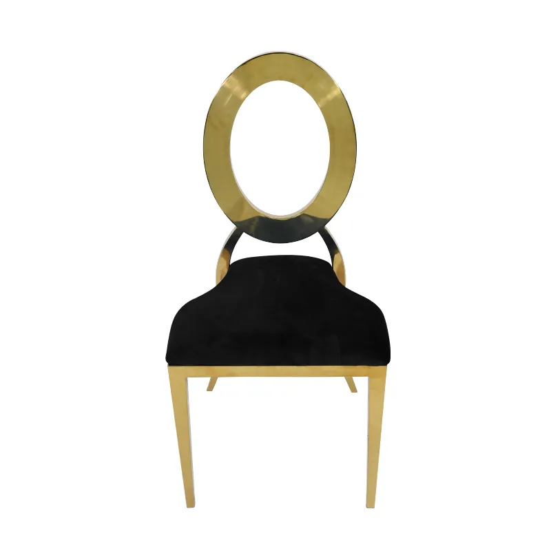 The Leny: Gold O Back Dinning Chair Black Cushion