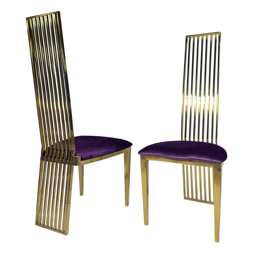 The Mali: Tall Slated Back with Purple Cushion