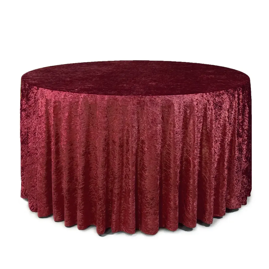 Cassie: Velvet  Round Tablecloth Burgundy
