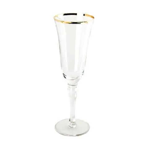 The Juliette: Gold rimmed clear beaded champagne flute