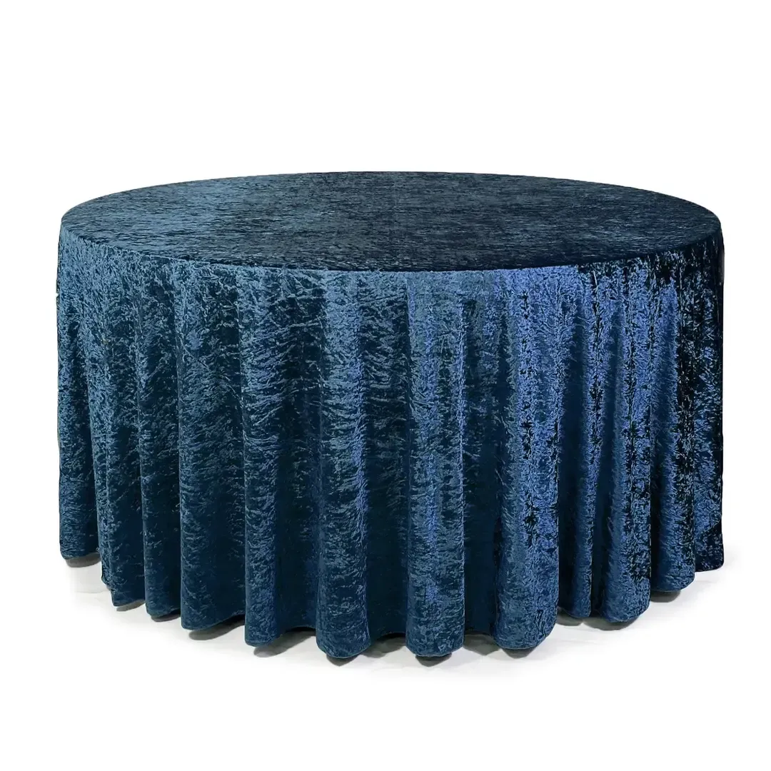 Cassie: Velvet Round Tablecloth  Navy Bleu