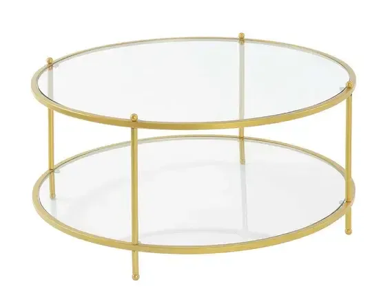 Noella: Gold Frame Round Coffee table 