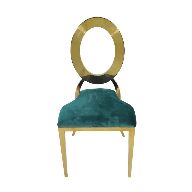 The Leny: Gold O Back Dinning Chair Emerald Green Cushion
