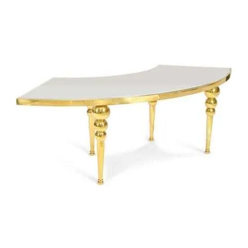 Zola: Gold Frame Serpentine Table 