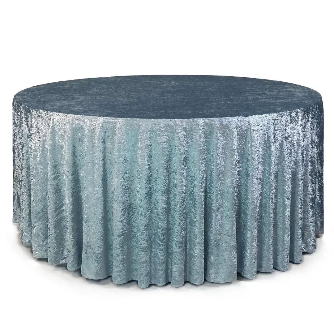 Cassie: Velvet Round Tablecloth Dusty Bleu