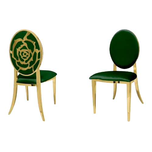 The Amy Rose: Rose Back with Emerald Green cushion