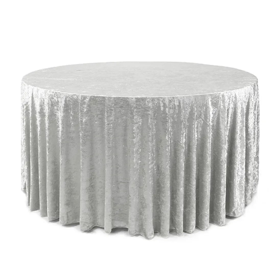 Cassie: Velvet Round Tablecloth White